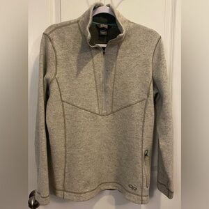 Outdoor Research 1/4 Zip Pullover Sz XL Heathered Gray 37% Wool Zip Pocket